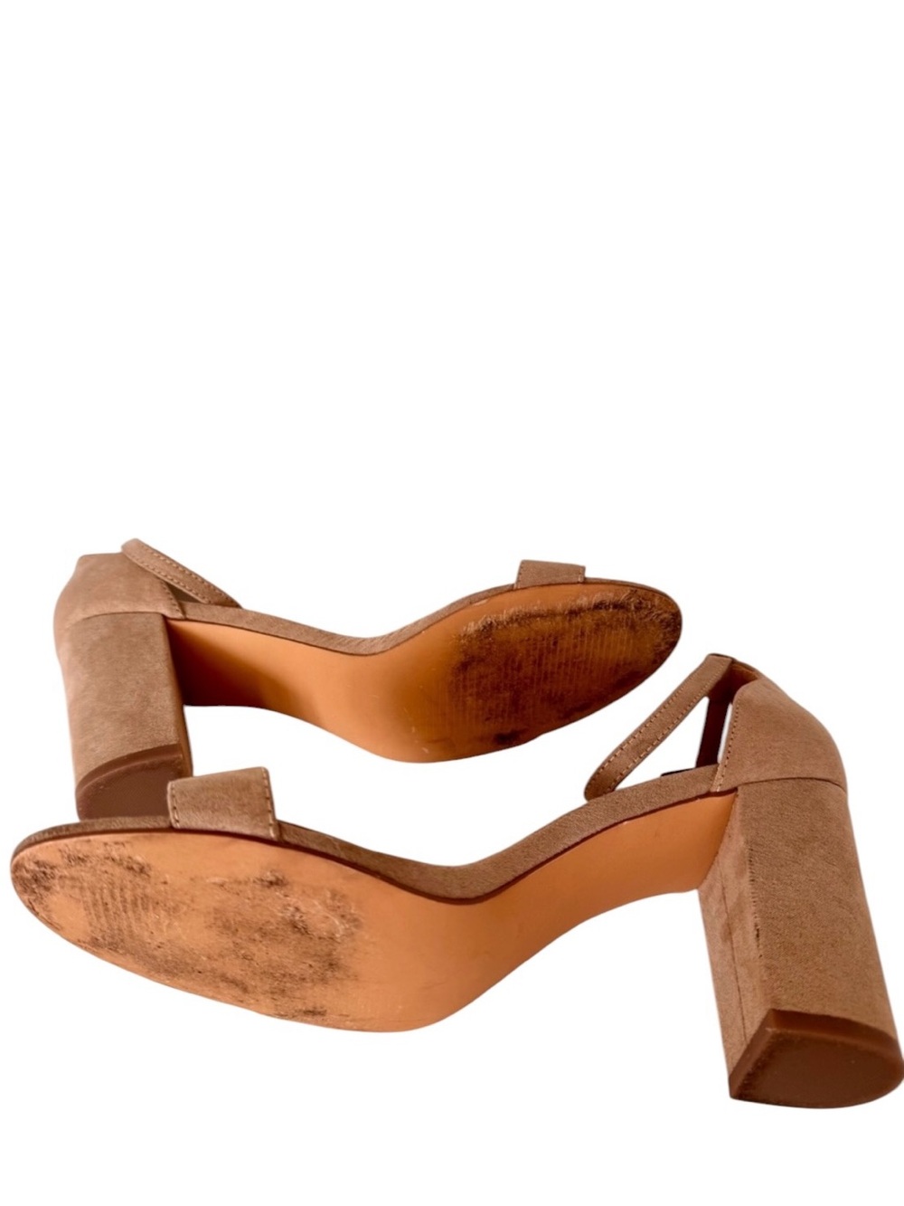 Nude Tan Block Heel Ankle Strap Sandals Women's Size 10 Wedding Heels - Picture 6 of 6